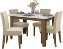 Conjunto de Mesa Sala de Jantar Miami com 4 Cadeiras Trieste Suede 1,20m Cedro/Off White/Areia Dobuê