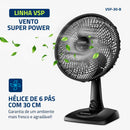 MONDIAL Ventilador de Mesa 110V, 30cm, 6 pás, Super Power - VSP-30-B