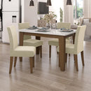 Conjunto de Mesa Sala de Jantar Miami com 4 Cadeiras Trieste Suede 1,20m Cedro/Off White/Areia Dobuê