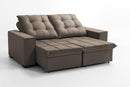 Sofá Conforto Plus Reclinável e Retrátil Aurora Veludo LIMOV (Capuccino, 1,50m)