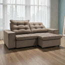 Sofá Conforto Plus Reclinável e Retrátil Aurora Veludo LIMOV (Capuccino, 1,50m)