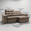 Sofá Conforto Plus Reclinável e Retrátil Aurora Veludo LIMOV (Capuccino, 1,50m)