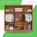 Guarda-roupa Casal com Espelho 6 Portas 2 Gavetas França Cinamomo/Off-White
