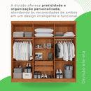 Guarda-roupa Casal com Espelho 6 Portas 2 Gavetas França Cinamomo/Off-White